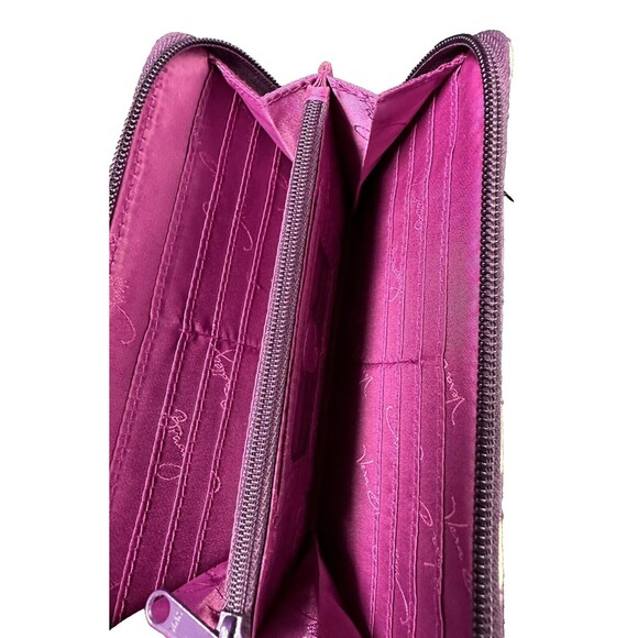 Vera Bradley Quilted Purple Green Floral Accordion Zippered Wallet 16 Slots - Picture 10 of 12